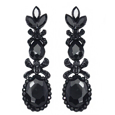 

"Luxury Silver Long Earring with Stones Zirconia Rhinestone Green Earrings for women Bridal Party Wedding Jewelry "