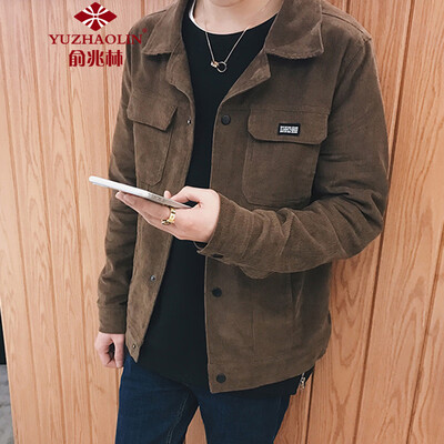 

Yu Zhaolin YUZHAOLIN jacket 2019 spring new mens fashion lapel corduroy jacket A102-DJ624-1 brown M