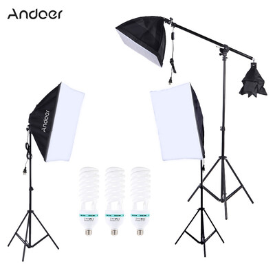 

Andoer Professional Photography Photo Lighting Kit Set with 5500K 135W Daylight Studio Bulb Light Stand Square Cube Softbox Cantil