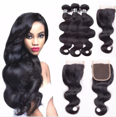 

Amazing Star Brazilian Virgin Hair Bundles with Closure Body Wave with Closure Human Hair with Closure Free Part Natural Color