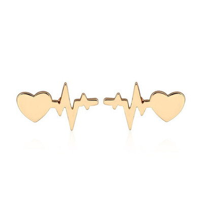 

Heart Electrocardiogram Stud Earrings Heart Beat Earring Doctor Nurse Jewelry Silver