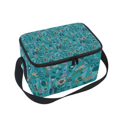 

ALAZA Insulated Lunch Box Artistic Flower Lunch Bag for Men Women Portable Tote Bag Cooler Bag