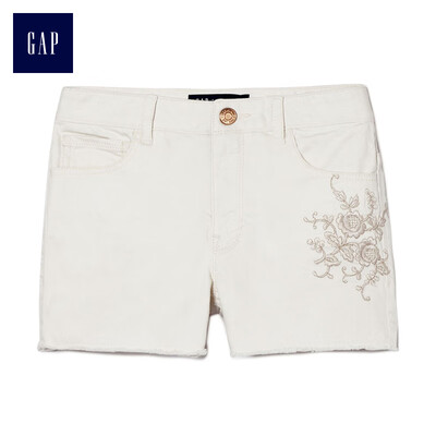 

GAP flagship store girl high waist raw hem trousers embroidery shorts 328722 ivory white 120cm 6
