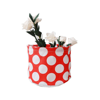 

Water-Resistant Lovely Cloth Art Storage Bucket Foldable Makeup Storage Basket Small Desktop Organizer