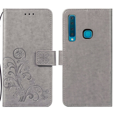 

Samsung Galaxy A9 2018 Lucky Clover Embossed Leather Case - Grey