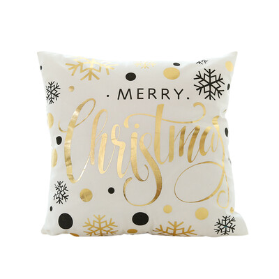 

Christmas Gold Foil Printed Pillow Case Car Sofa Cushion Covers Waist Throw Cover Square Pillowcase 450450mm Sofa Home Decor