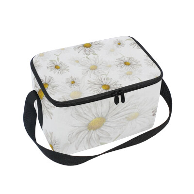 

ALAZA Insulated Lunch Box Chamomile Pattern Lunch Bag for Men Women Portable Tote Bag Cooler Bag