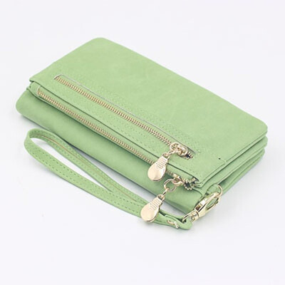 

NovelTeez Wallet female long frosted PU double zipper ladies wallet large capacity mobile phone bag