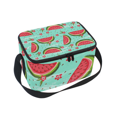 

ALAZA Lunch Box Insulated Watermelon And Flowers Lunch Bag Large Cooler Tote Bagfor Men Women