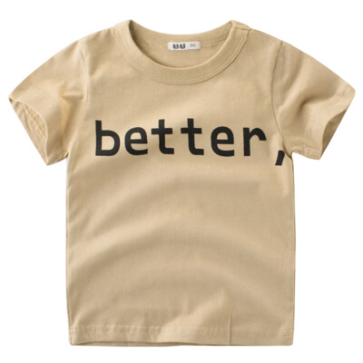 

Short Sleeve Cotton T-Shirt For Boy Girl Round Neck Tops Summer Kids Clothes BETTER Letter Printing Shirt Tee Blue 140