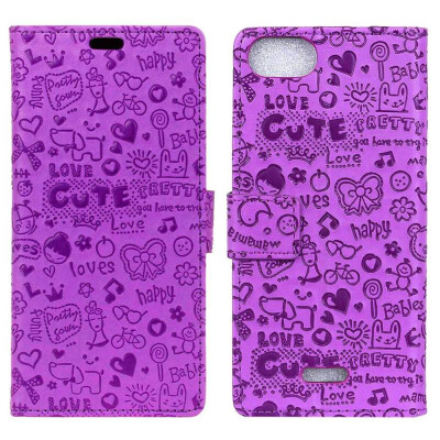 

MOONCASE Wiko Harry2 Little Witch Leather Case - Purple