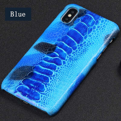 

Leather iPhone5 6 7 8splus protective shell natural ostrich foot color matching back cover all-inclusive for x xs max xr phonecase