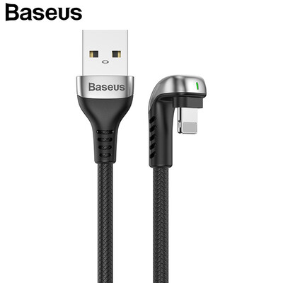 

Baseus LED Elbow USB Cable for iPhone Xs Max 24A Fast Charging Cable Data Line for IOS iPhone XR Xs X 8 7 6 Phone Game Cable