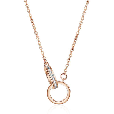 

Jewelry Fashion Retro Simple Zircon Short Clavicle Chain Double Ring Double Ring Necklace Female Necklace Jewelry