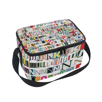 

ALAZA Lunch Box Alphabet Pattern Insulated Lunch Bag Large Cooler Tote Bagfor Men Women