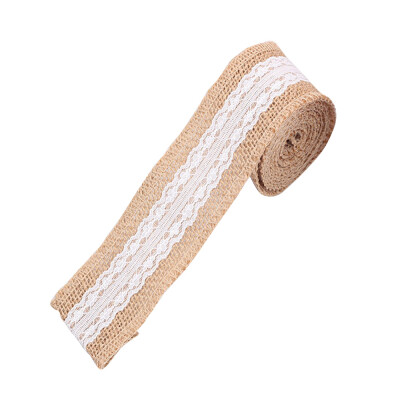 

2m 50mm Width DIY Handmade Lace Linen Roll Natural Burlap Rolls for Wedding Present Gift Home Decoration Crafts Lace Linen