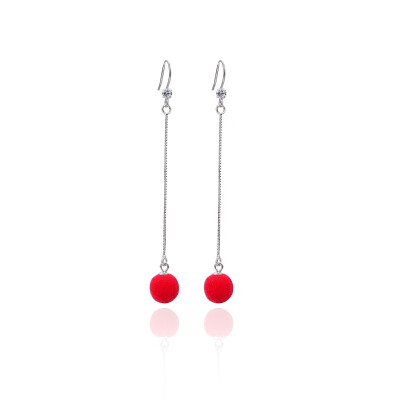 

925 sterling silver lovely bead Wool ball long style are very personality&beautiful earrings specially designed for you