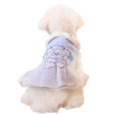 

Huayuan pets hoopet dog clothes small dog Teddy autumn&winter wear ladies doll collar lace skirt pet clothes blue