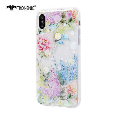 

Tronsnic Flowers Phone Case for iPhone 7 8 plus Shiny Laser Soft Cases for Transparent Covers