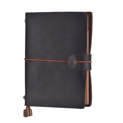 

Leather Soft Cover Refillable Journal Notebook with Elastic Strap Diary Travel Business Notepad Lined Blank Grid Paper for Men & W