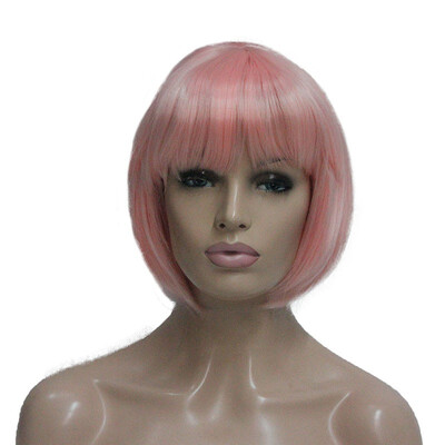 

StrongBeauty Short Straight BOB Colored Wigs Cosplay Wigs with Neat Bangs Synthetic Wig COLOUR CHOICES