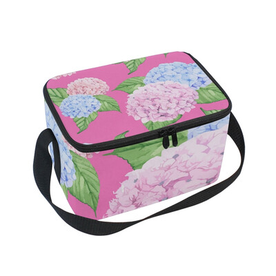 

Lunch Box Insulated Lunch Bag Large Cooler Pink Blue Flowers Tote Bagfor Kids Men Women