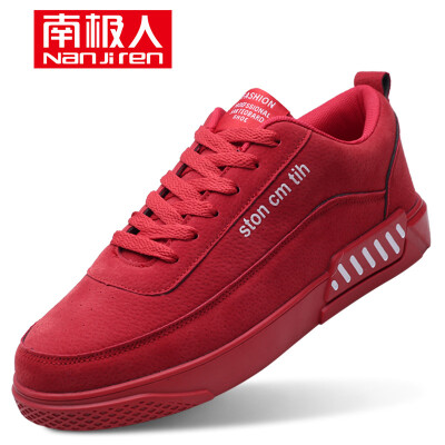 

Antarctic Nanjiren fashion casual shoes mens comfortable mens Korean version of the trend of outdoor non-slip students wild England belt 0023 red 43 yards