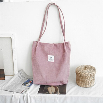 

Women Corduroy Handbags 2019 Simple Large Capacity Simple Shoulder Bag for women Foldable Reusable Shopping Bags