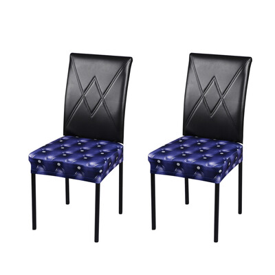 

2pcs 3D Printing Spandex Stretchable Dining Chair Seat Covers Ceremony Chair Slipcovers Protectors Wedding Events Decoration--Blue