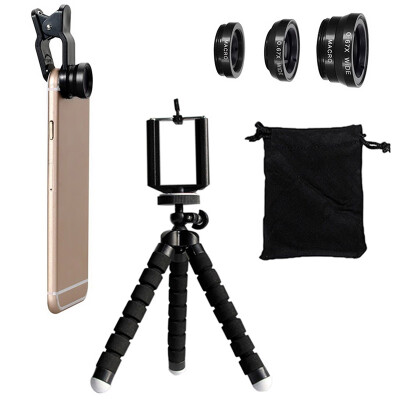 

Fish Eye Lens Wide Angle Macro Lenses with Flexible Phone Tripod Holder 6pcs
