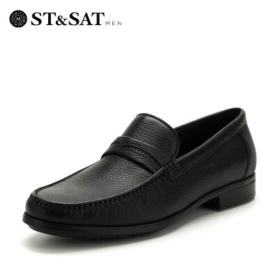 

Saturday Mens Shoes ST&SAT Cow Leather Light Breathable Business Dad Shoes SS81125414 Black 38