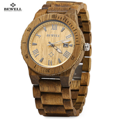 

Bewell ZS - W109B Quartz Men Watch Wooden Band Date Wristwatch