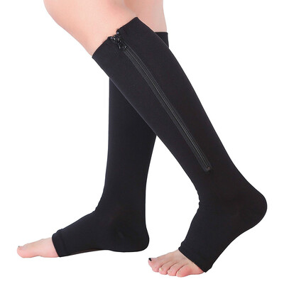 

Breathable Compression Socks With Open Toe Toeless Leg Support Stocking Knee High Socks with Zipper