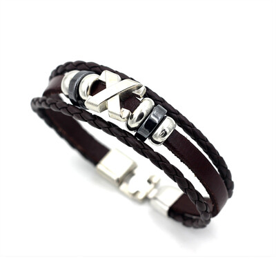 

Fashion Multi-layer Leather Rope Alloy Pendant Bead Woven Bracelet Casual Style for Male&Female