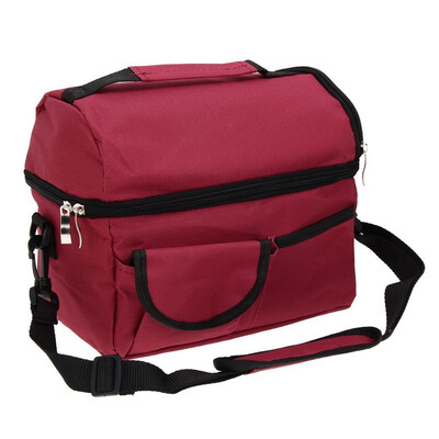

Large Capacity Insulated Square Lunch Bag Cooler Tote Carry Bags Travel Bento Box with Adjustable Shoulder Strap Red