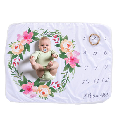

Baby Monthly Milestone Blanket Marker For Girl Boy Floral Deer Horn Frame Newborn Photo Prop Background 30 40in Not Wrinkle Or