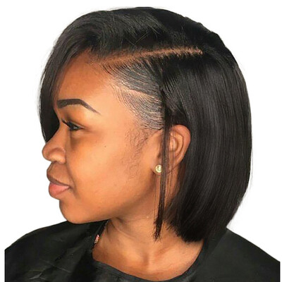 

Short Lace Front Human Hair Wigs Brazilian Remy Hair Bob Wig Brazilian Virgin Lace Wig with Pre Plucked Hairline Bleached Knots