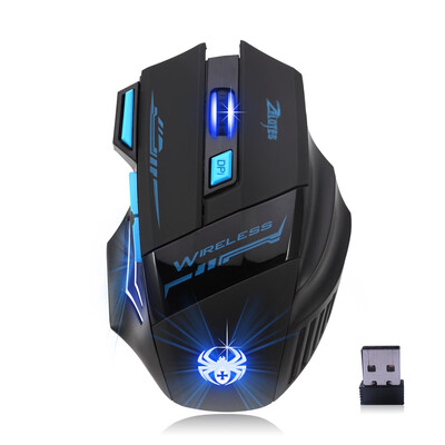 

ZELOTES F14 LED Optical Computer Mouse Wireless 24G 2400 DPI 7 Buttons Wireless Gaming Mouse Colorful Breathing Lights for Pro Ga