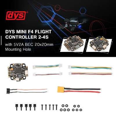 

DYS Mini F4 Flight Controller 2-4s with 5V2A BEC with OSD Current Meter 20x20mm Mounting Hole for FPV Racing Drone