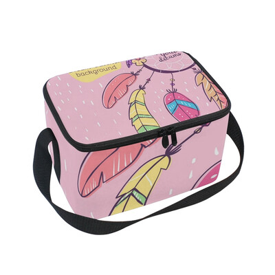 

ALAZA Lunch Box Insulated Lunch Bag Large Cooler Pink Dream Catcher Tote Bag