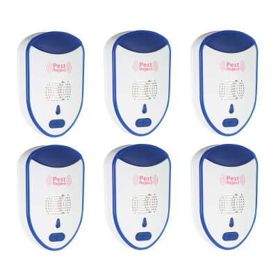 

6-Pack Ultrasonic Pest Repeller with Night Light Non-toxic Repellent for Mice Mosquitoes Ants Spiders Roaches Repelling AC90V-240V