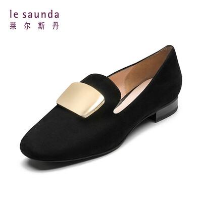 

Lyles Dan fashion elegant commuter round head set buckle buckle rough low with female grandmother single shoes LS AM12903 black 37