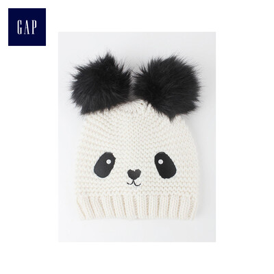

GAP flagship store girls panda pattern pom-pom hat childrens wool hat 304727 midnight black panda pattern L XL