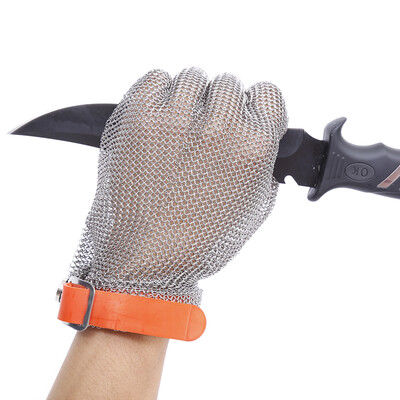 

Plastic Belt Stainless Steel Mesh Glove Cut Resistant Chain Mail Protective Anti-Cutting Glove for Kitchen Butcher Working Safety