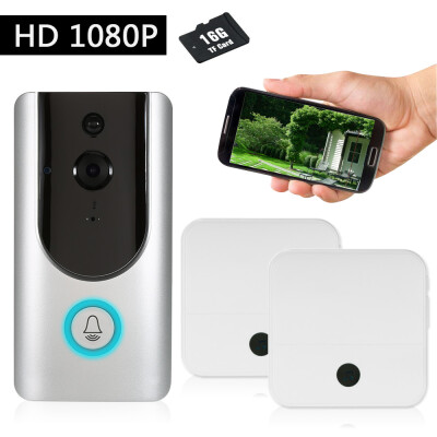 

HD 1080P WiFi Smart Wireless Security Doorbell with 8G TF Card Smart Visual Intercom Recording Video Door Phone Night Vision Mobil