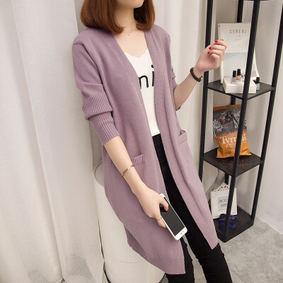 

Womens autumnwinter 2018 womens Korean version of solid color baggy knitted cardigan with a slim sweater jacket