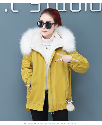 

Large fur collar winter thick cotton pad womens fashion loose thick casual small cotton coat