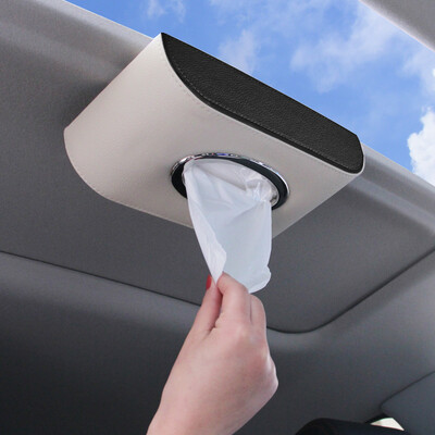 

Dipper creative car with tissue box pumping car inside car sunroof sun visor hanging paper box napkins boxed leather flocking beige