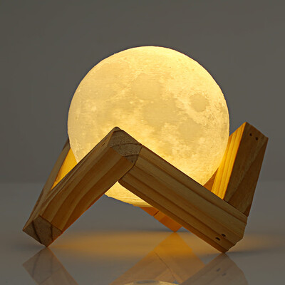 

UE3D018 Rechargeable 3D Print Moon Lamp 2 Color Change Touch Switch Bedroom Bookcase