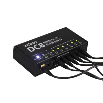 

VITOOS DC8 Portable Guitar Effects Power Supply 8 Isolated Outputs 6 Way 9V 2 Way Adjustable 9V 12V 18V Switching Stabilized Volta